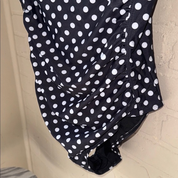Aqua Eve swimsuit bathing suit polka dot black white Xl padded chest modest NEW - Picture 4 of 7